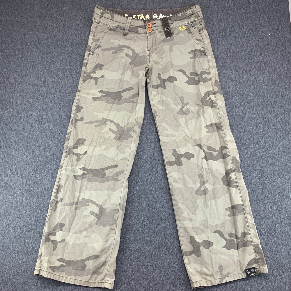 G-Star Raw Women's Camo Low Rise Baggy Wide Leg Pants 28x30 ACTUAL
